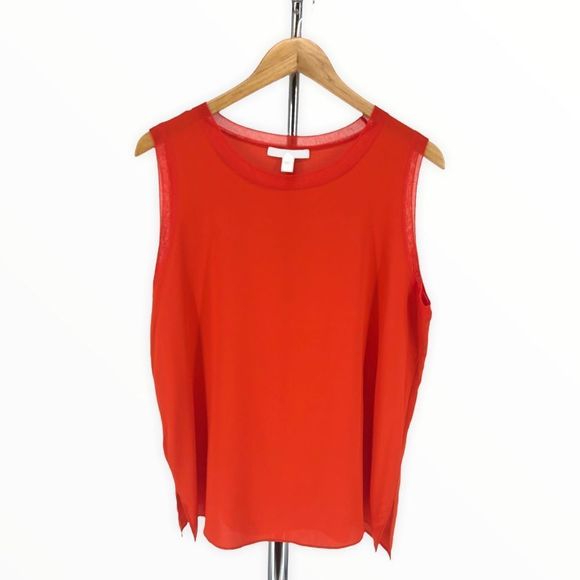 BOSS Hugo Boss Istora Fine Stretch Silk Shell Top in Dark Marigold Orange sz 10 - Picture 2 of 14